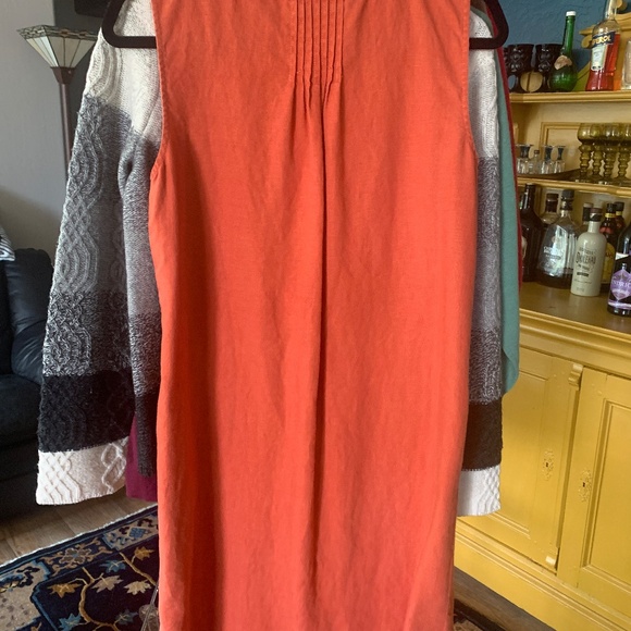 Garnet Hill Women's French Linen Dress in Coral Size 4 - Picture 4 of 4
